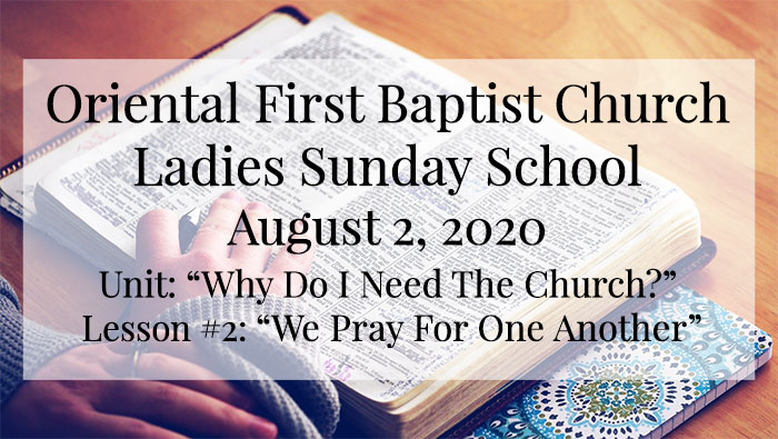 OFBC Ladies Sunday School Lesson for August 2, 2020