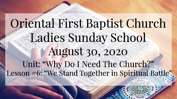 OFBC Ladies Sunday School Lesson for August 30, 2020