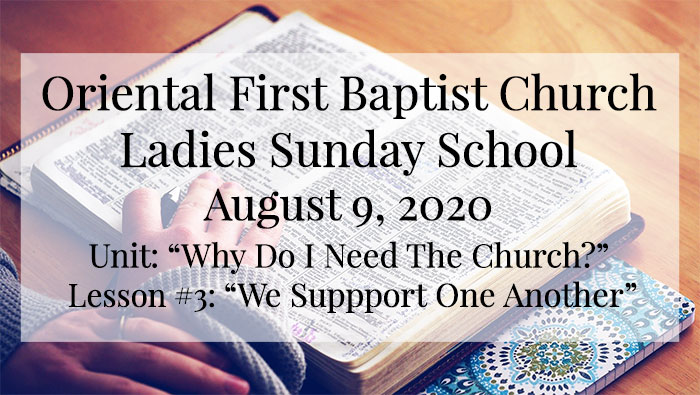OFBC Ladies Sunday School Lesson for August 9, 2020