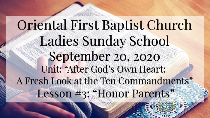 OFBC Ladies Sunday School Lesson for September 20, 2020