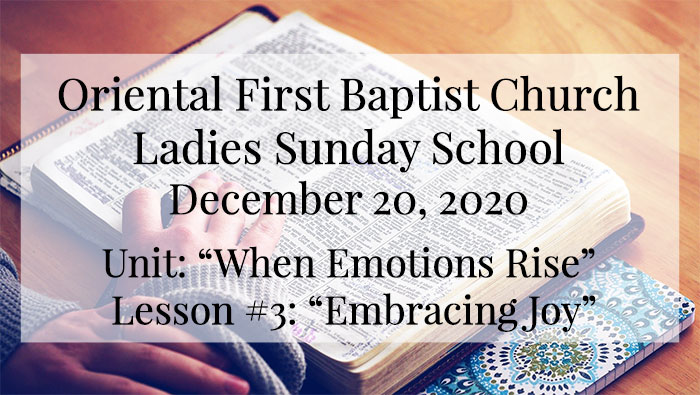 OFBC Ladies Sunday School for December 20 2020