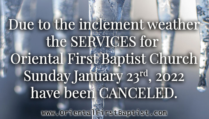 OFBC Worship Service Canceled for January 23 2022
