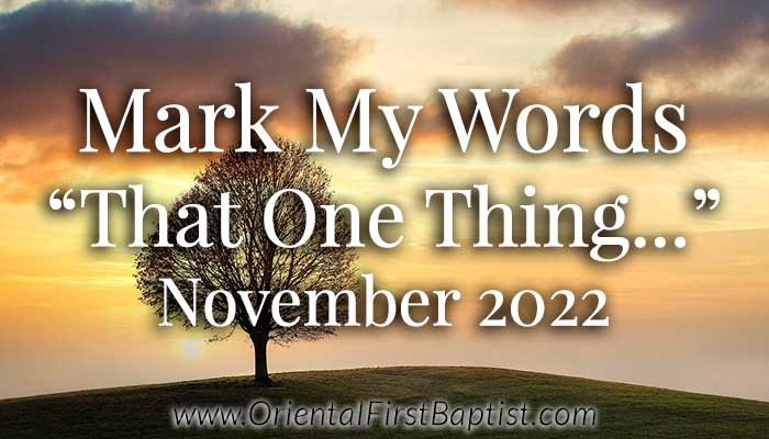 Mark My Words Article - That One Thing - November 2022