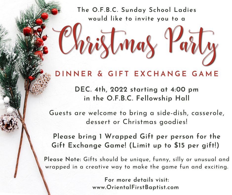 OFBC Christmas Party Announcement for December 4, 2022